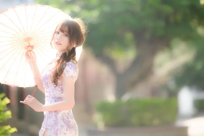 [Mzsock] NO.040 Listening Cheongsam, stockings, high heels and beautiful legs, outdoor shot street photography#[87P]-85