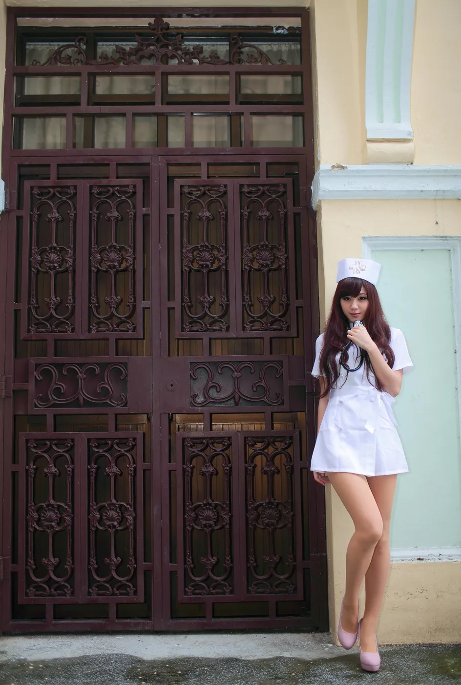 [Mzsock] NO.204 Xiaoya nurse uniform, stockings, high heels and beautiful legs street photography#[70P]-10