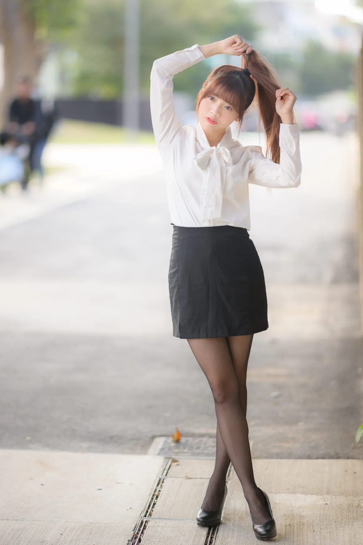 [Mzsock] NO.237 OL black silk uniform high heels street photography#[105P]-65